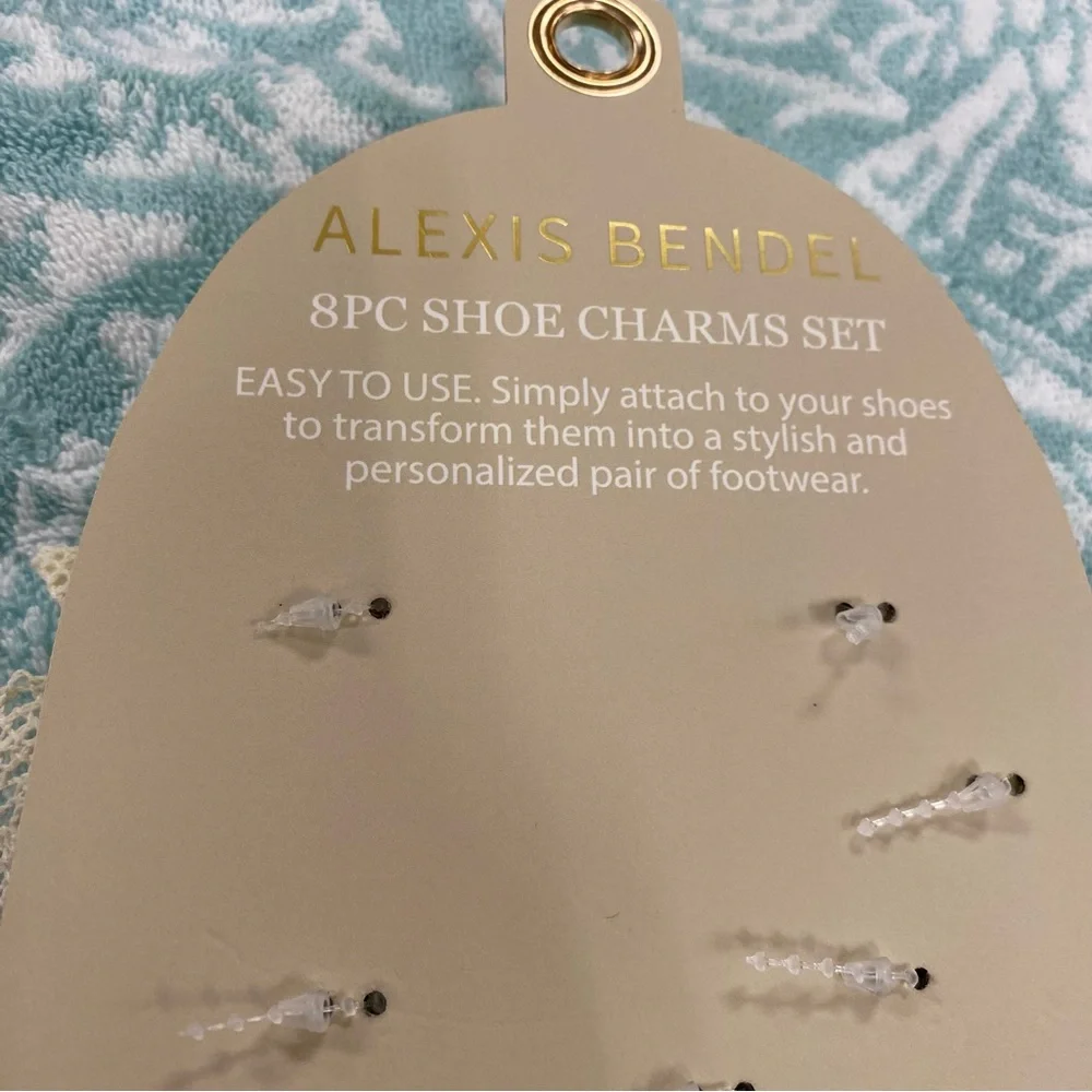 Alexis Bendel 8pc Shoe Charms Set Bows nautical themed pearl Gold Tone_3